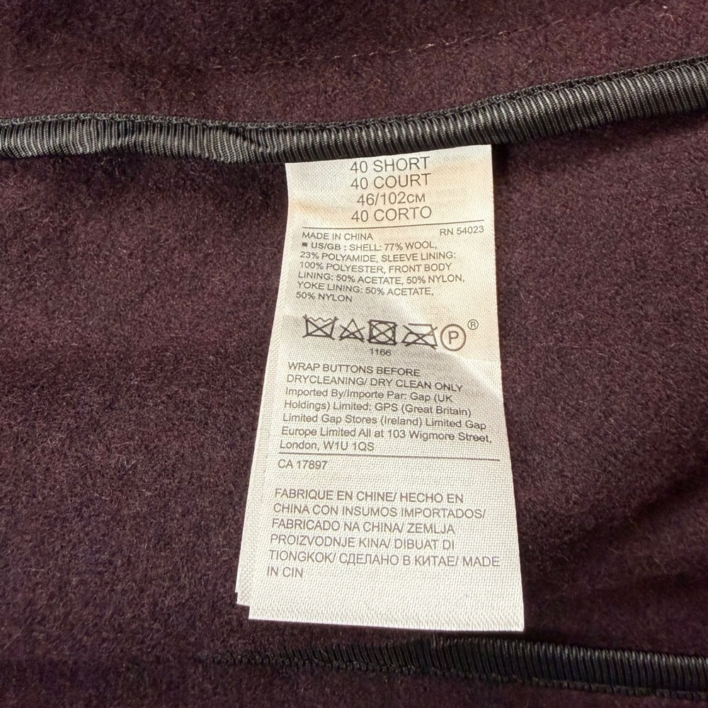 Banana Republic Slim Fit Wool Blend Blazer Burgundy Sport Coat 40S Mens NWT - Picture 8 of 10